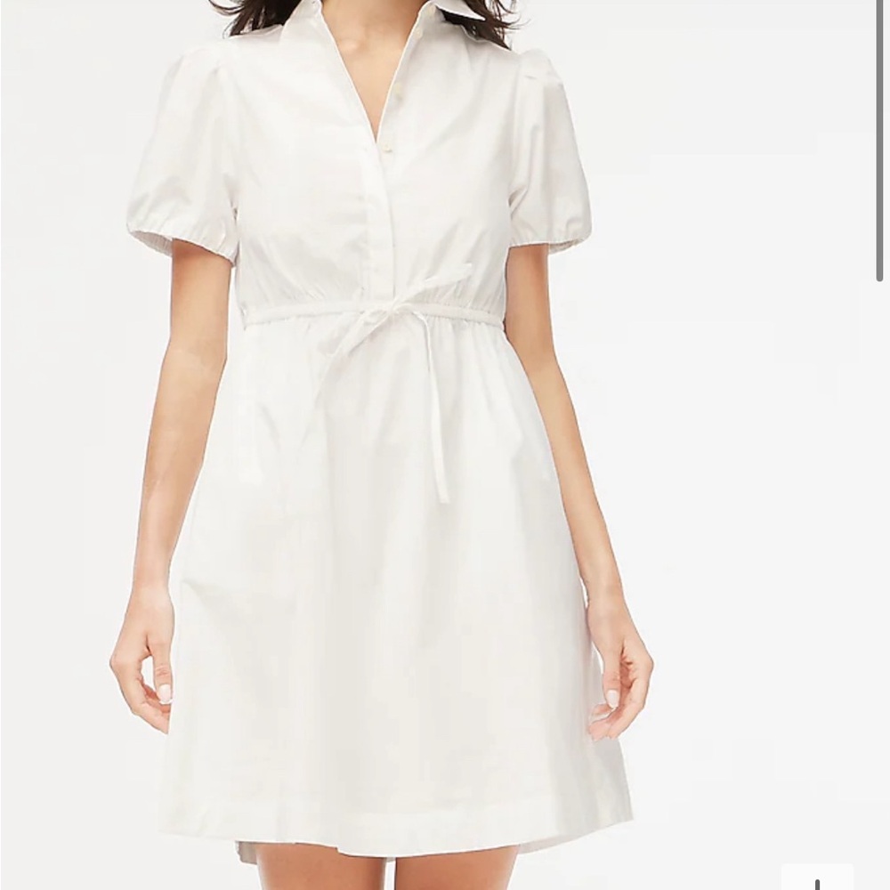 NWT J. Crew collared short-sleeve tie-waist mini dress Sz 12 White nwot